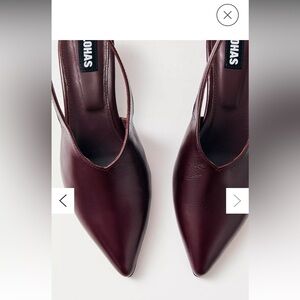 Alohas Eros Burgundy Leather Slingback Kitten Mule Size 37 EUR / 7.5 US